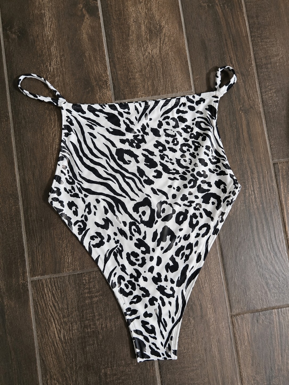 Forever 21 Black & White Animal Print Kids One-Piece Swimsuit